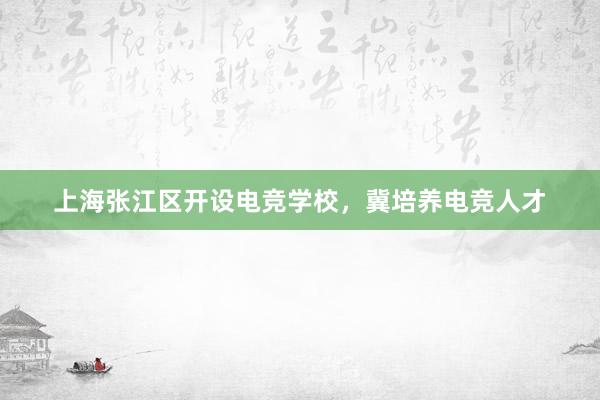 上海张江区开设电竞学校，冀培养电竞人才